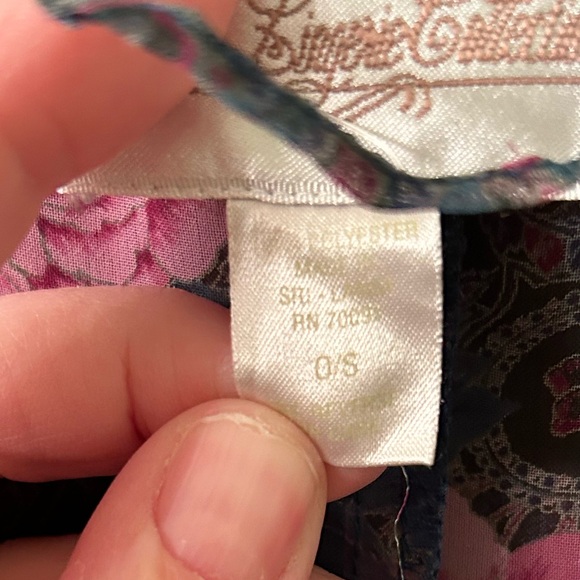 THE LINGERIE COLLECTION VTG 80s  Sheer Cabbage Rose print belted robe. One size - Picture 7 of 7